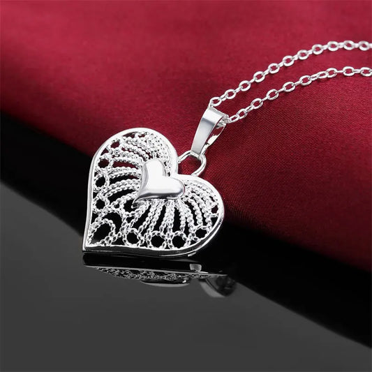 Fashion 925 Sterling Silver 18-24 Inches Fine 25MM Heart Necklace For Charm Women Wedding Party Favors Jewelry Accessories