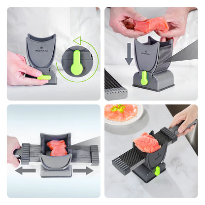 One for All Miniature Manual Stainless Steel Fresh Meat Cutter Chopper for Meat Slicing Strips Dices for Home Kitchen