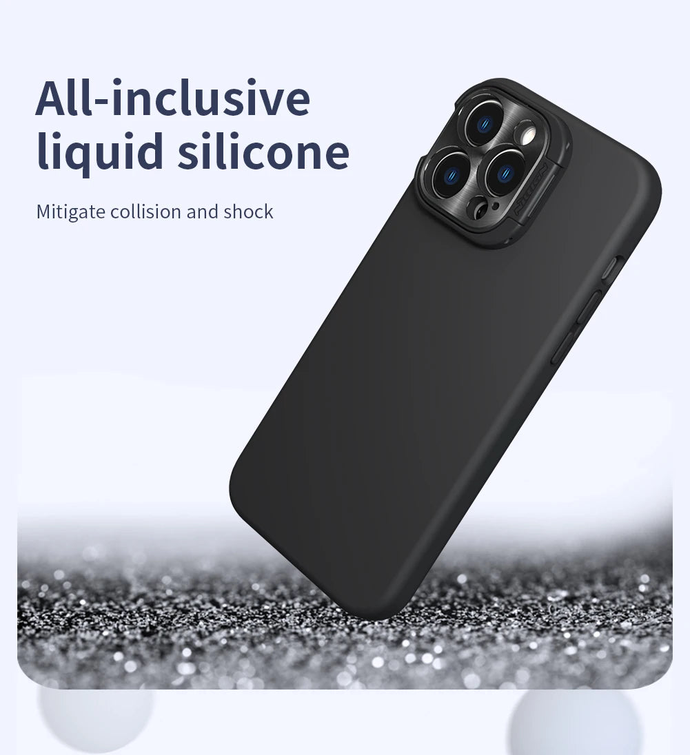 NILLKIN for iPhone 14 Pro Max/14 Pro Lens Wing Magnetic Case Invisible phone holder bracket anti fall Liquid silicone cover